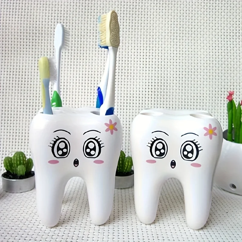 1pc-Cartoon toothbrush companion toothbrush holder, smiling face teeth toothbrush holder, bathroom accessories