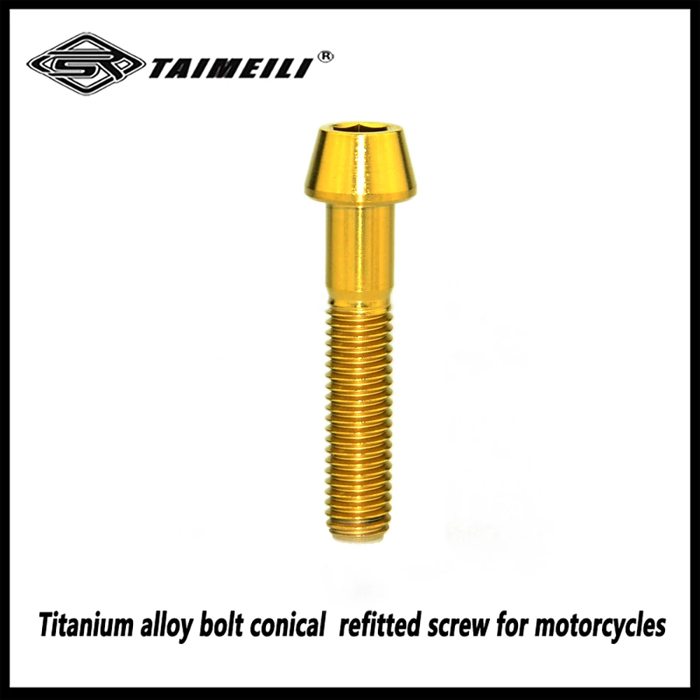 Titanium alloy bolt conical M8 x 15/20/25/30/35/40/45/50mm refitted screw for motorcycles