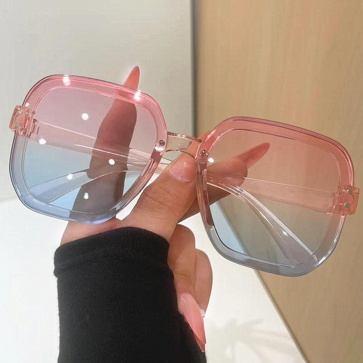 [Óculos de moda feminina] Óculos de moda gradiente sem moldura vintage uma escolha indispensável |   para compras e fotografia ﻿