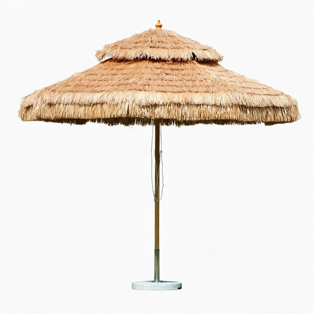 Modern Waterproof Wind Resistant Double Layer Outdoor Polyester Grass Sun Protection Garden Umbrella