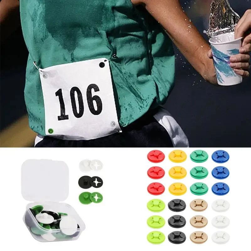 24Pcs Button Design Race Number Bib Holder Small Size Running Bib Clips Race Number Buckle Fitness Equipment Running Bib Clips