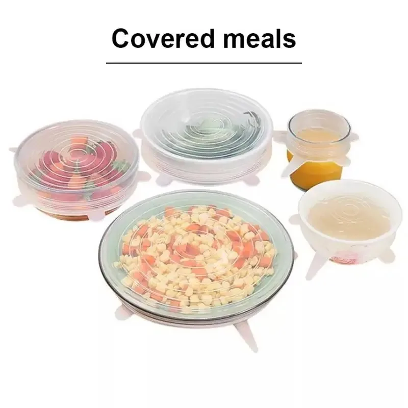 Silicone Six-Piece Set Fresh-Keeping Cover Stretch 6-Piece Set Bowl Cover Refrigerator Microwave Sealed Fresh-Keeping Film