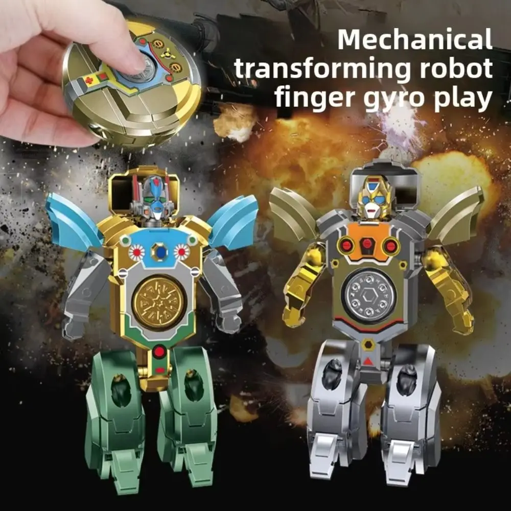 

4pcs/bag 2 in 1 Deformed Robot Fidget Gyro ABS Silent Fingertip Decompression Toy Rotational Non-slip Fingertip Gyro