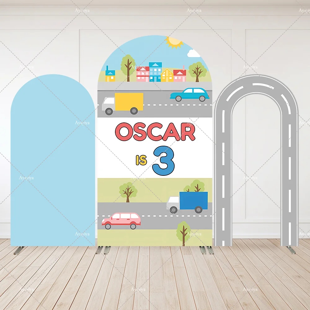 

Blue Boy Birthday Party Supplies Transportation Cars theme Party Arch Backdrop Wall Cover Baby Shower Background Photobooth
