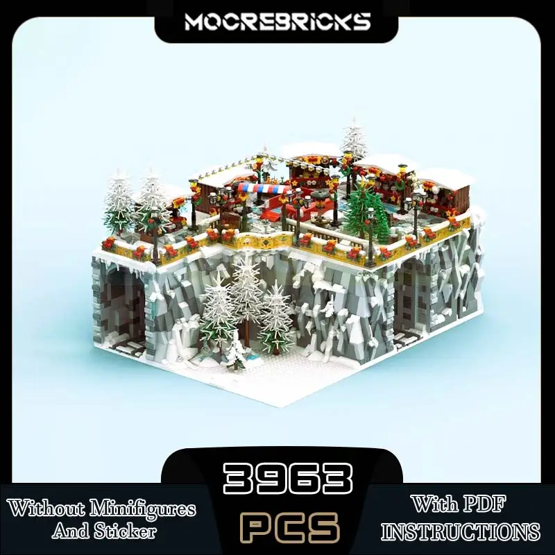 MOC-Juego de invierno estacional, mercado de Navidad, traje de arquitectura Modular, tecnología, modelo de bloques de construcción, juguetes para niños, regalo