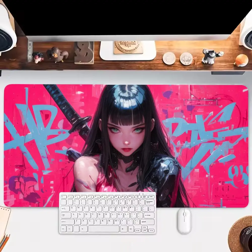 

Cool Girl Warrior Mouse Pad Extended Pads Large Mousepad XXL Gaming Mousepads Non-slip Laptop Tablet Mat PC Playmat