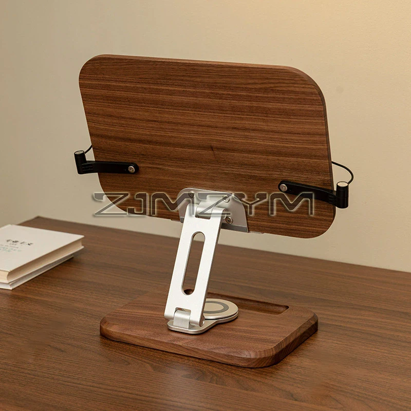 Reading Rack 360° Rotating Lifting Wooden Aluminum Alloy Reading Bookshelf Notebook Stand Adjustable Drawing Pad Holder
