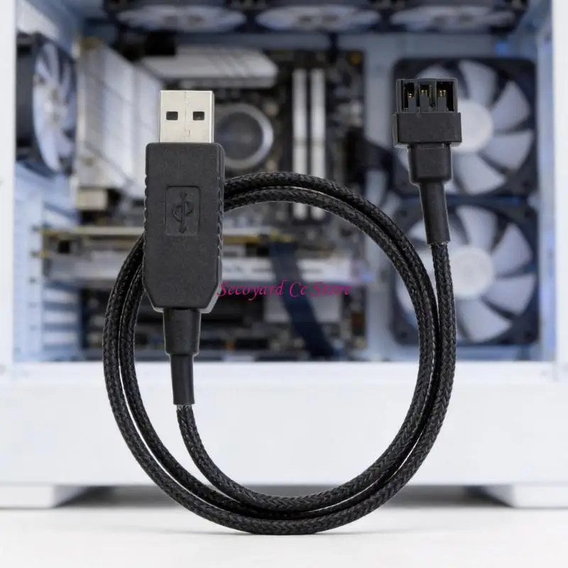 N3UC Premium PVC Insulated 4Pin Fan Cable That Transforms 5V USB Power To Stable 12V Output Safely