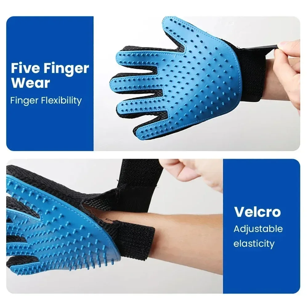 Luva Escova 2 em 1 para Tosa de Animais de Estimação, Removedor de Pelos e Pente Massageador para Cães e Gatos, Acessório Eficiente para Remoção de Pelos e Cuidados com Pets