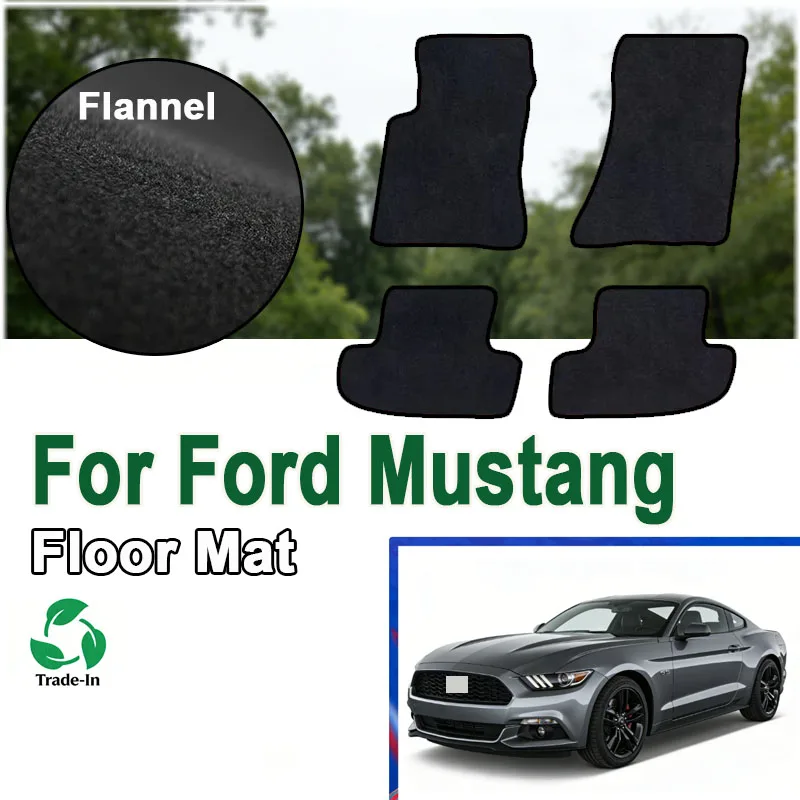 

Фланелевые автомобильные коврики для Ford Mustang 2015-2023 MK6 S550, полиэстер, замша, антискользящие, черная основа, красная окантовка.