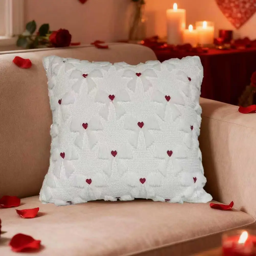 Bow Love Throw Pillow Cover Modern Throw Pillow Cover Valentine Day Throw Pillow Cover with Bowknot Heart Pattern for Chair