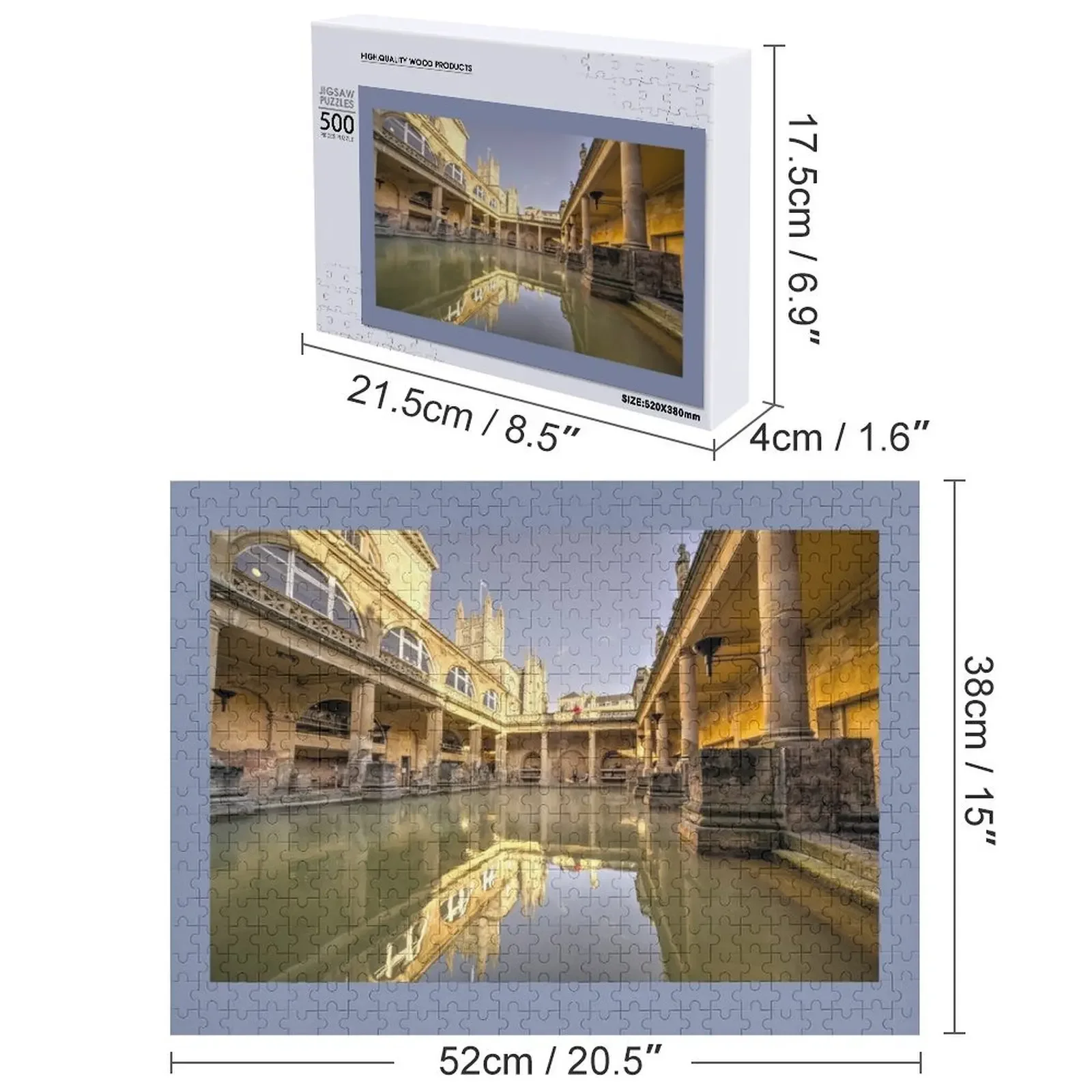 ปริศนาจิ๊กซอว์รูปวัดโรมันแห่งบาธ ทำจากไม้ สำหรับผู้ใหญ่ ปริศนาไม้รูปตัวอักษร