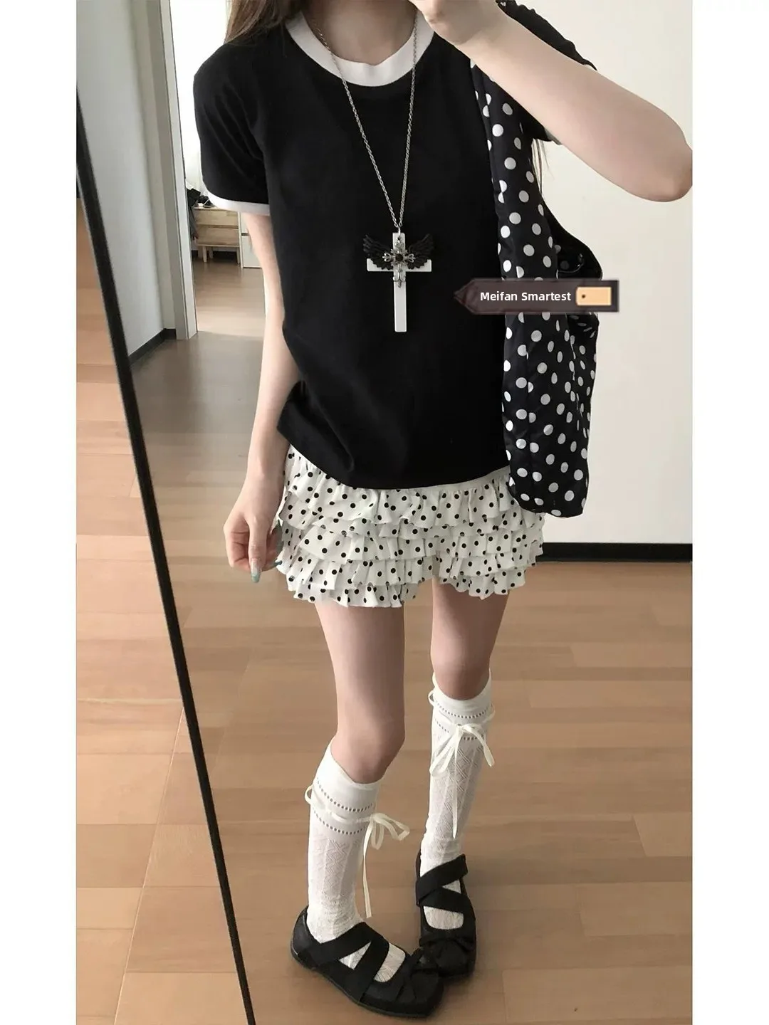 Ballet Style Sweet Earlet Ruffle Polka Dot Cake Skirt Women's Summer High Waist Spicy Shortest Love Embroidery Skirts