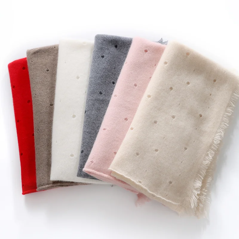 

High Quality A-level 100% Pure Cashmere Scarf Women's Four Season Luxury Hole Shawl, Fashion And Elegant Soft and Sticky Scarf