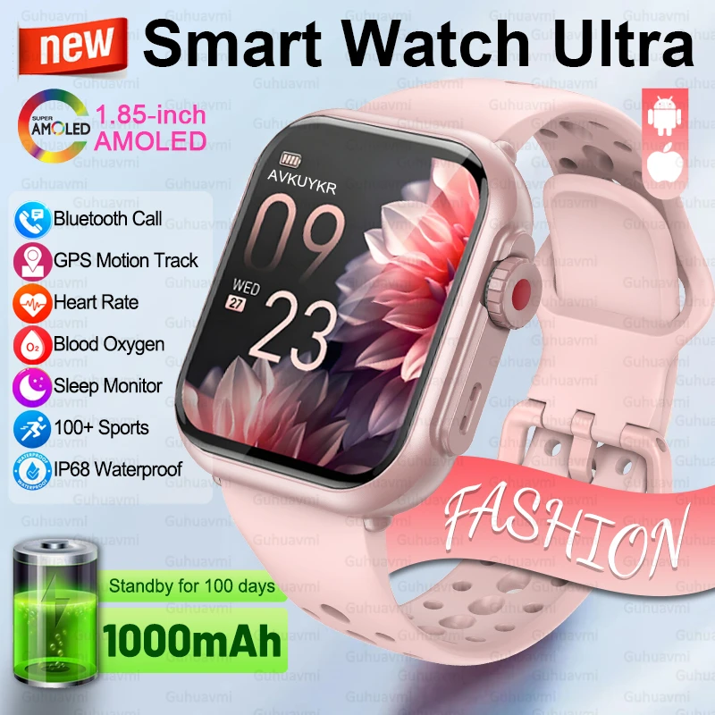 2026 New Global Version Bluetooth Call Smart Watch Women 1000mAh Battery Heart Rate 100+ Sports IP68 Waterproof Smart Watch Men