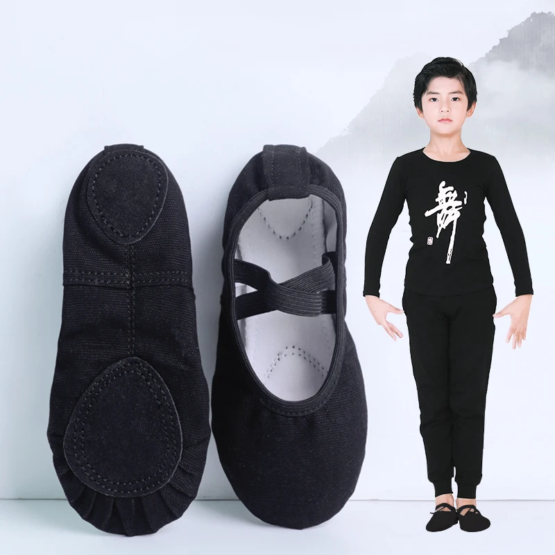 Boys Men Ballet Dance Shoes Adult Girls Soft Canvas Practice Dance Shoes Leather Sole Ballerina Shoes For Ballet