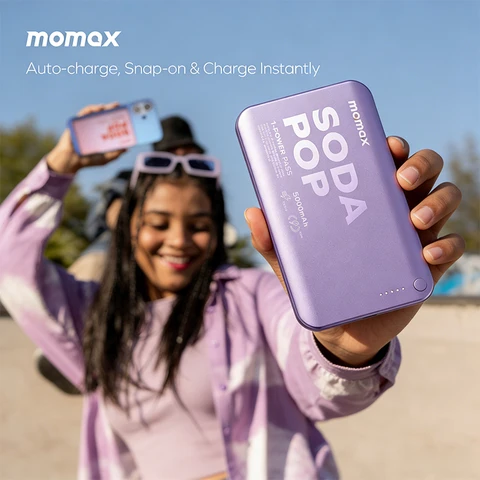 Магнитный внешний аккумулятор MOMAX 15 Вт, беспроводная зарядка 10000 мАч, быстрая зарядка PD 22.5 Вт, компактное портативное зарядное устройство для iPhone 17, Samsung S25