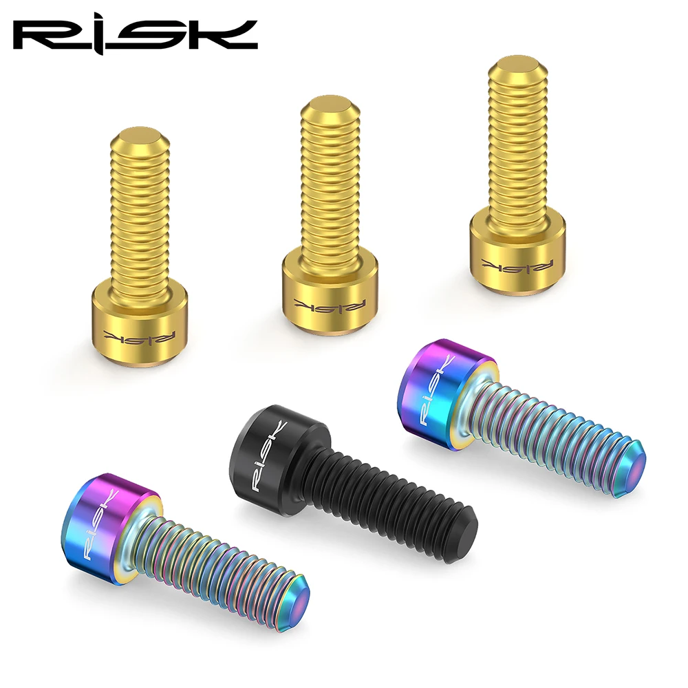 RISK 2pcs M6*18mm MTB Bicycle Titanium Alloy Crank Bolt Disc Brake Caliper Fixing Screws for Road Mountain Bike Crank Lock Screw