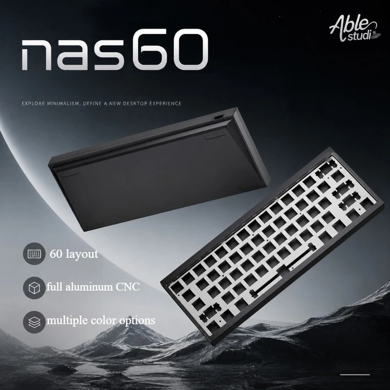 Nas60 Keyboard Aluminum Shell Customized Gh60 Case Anode Replacement Shell Wooting MX Switch for Mechanical Keyboard Accessories