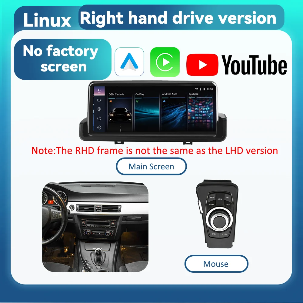 BONROAD Wireless CarPlay Android Auto Audio Car Radio With Youtube For BMW 3 Series E90 E91 E92 E93 GPS Navigation Multimedia Touch Screen Display Stereo image 3
