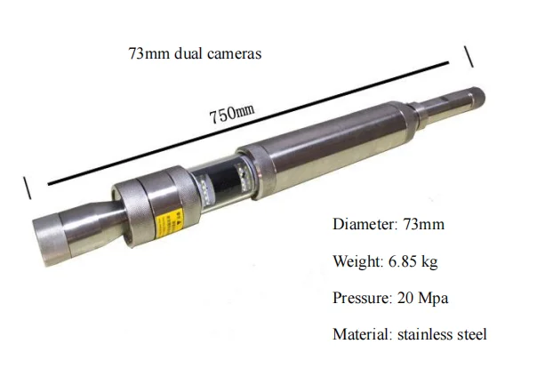 Focus adjustable model 360 degree 73 mm dual cameras full view 100-1500 m depth waterproof deep water well borehole camera