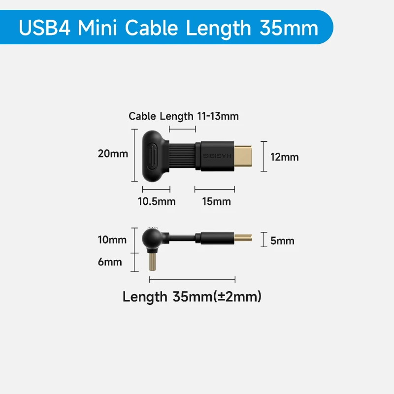 Hagibis USB4 Rechtwinkliges Kabel Typ C Schnellladekabel Mini-Kabel 240W 80Gbps Datenkabel für Thunderbolt 5/4 iPhone 17 Pro Max 16