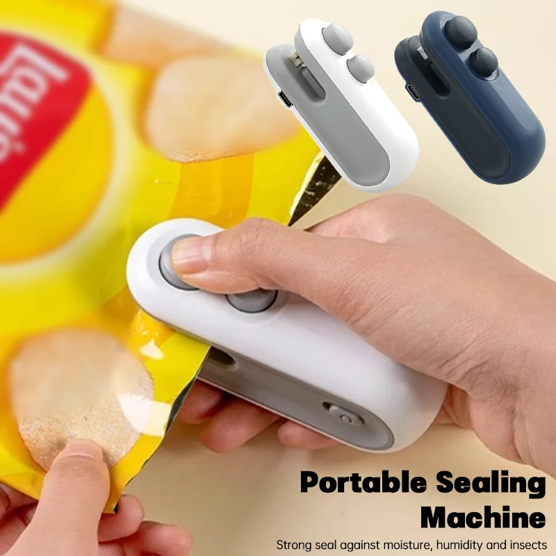 2IN1 Mini Sealing Machine Household Plastic Sealing Machine Snacks Moisture-Proof Handheld Sealer Rechargeable Heat Sealer