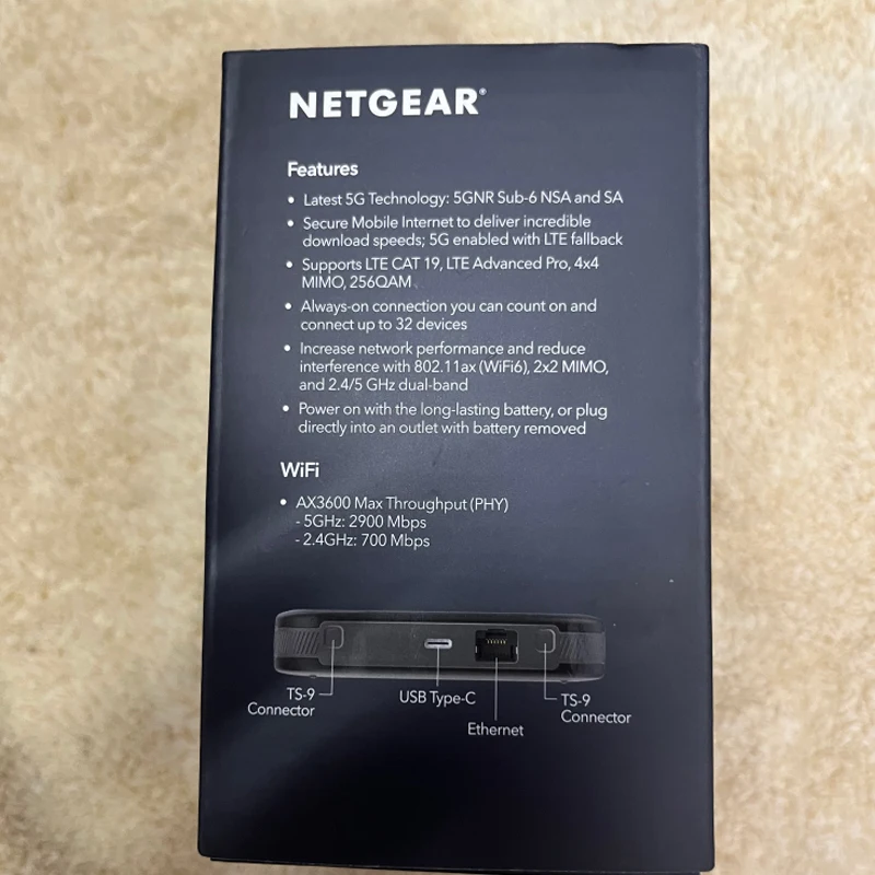 Netgear Mr6110 5G Wifi 6 Mobiele Hotspot Router Met 5G Sub-6 Bands (99% Nieuw Met Box Australia Versie)