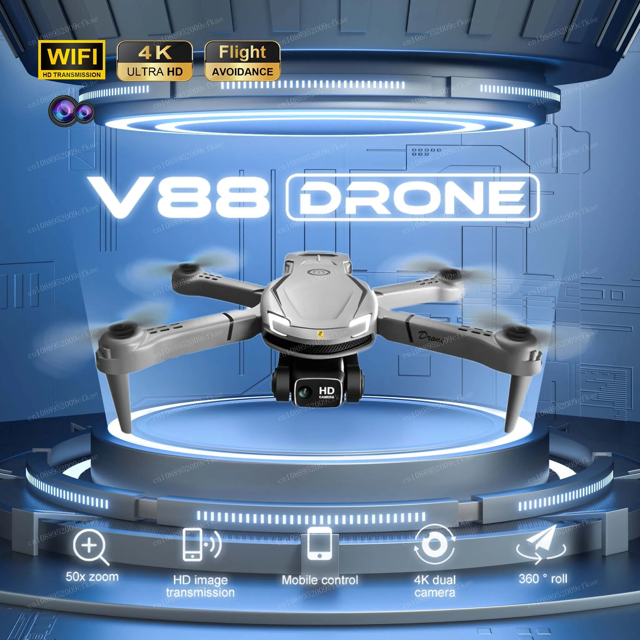 Drone V88 avec caméra HD pour touristes, mini flyer professionnel, évitement d\'obstacles intelligent, streaming connectable en WiFi, petit avion