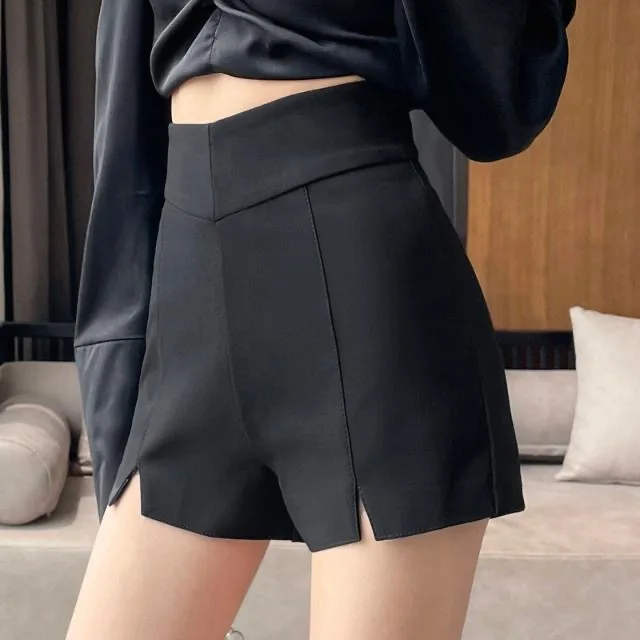 Women's High Waist A-Line Short Pants Black Slimming Wide Leg Suit Base Layer Outdoor Wear Hot Pants Summer New Arrival
