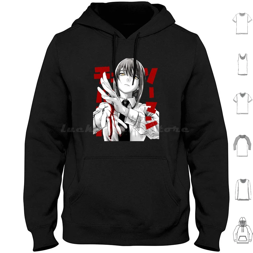 Bloody Hands Hoodies Long Sleeve Chainsaw Man Chainsaw Man Anime Chainsaw Man Manga Chainsaw Man Makima Chainsaw Man