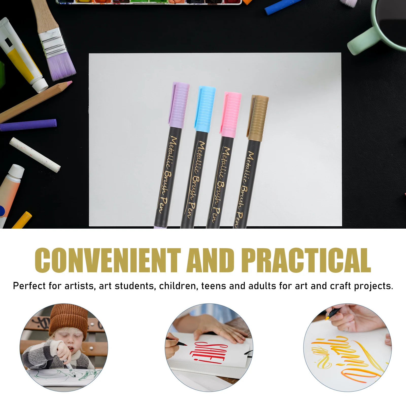 

12 Pcs Soft Tip Colored Permanent Marker Pens Metallic Coloring Graffiti Marking Kids Adults Rich Colors Smooth Writing