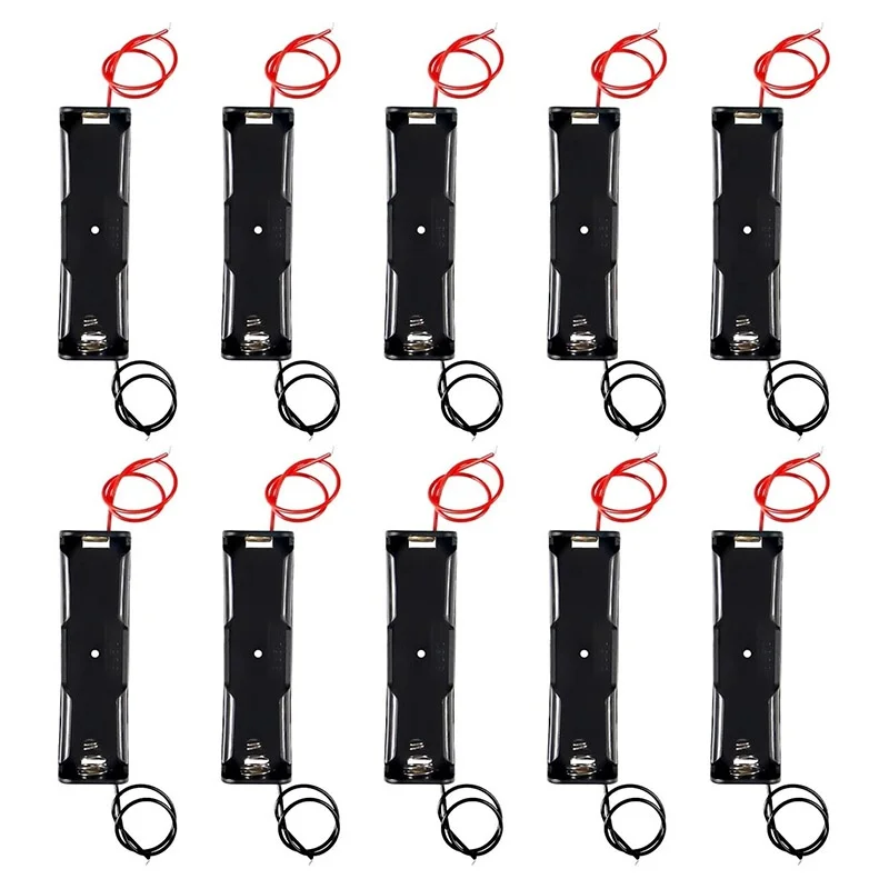 10pcs Plastic 1X 18650 Battery Storage Box Case 1 Slots Way DIY Batteries Clip Holder Container With Wire Lead For 18650 Battery