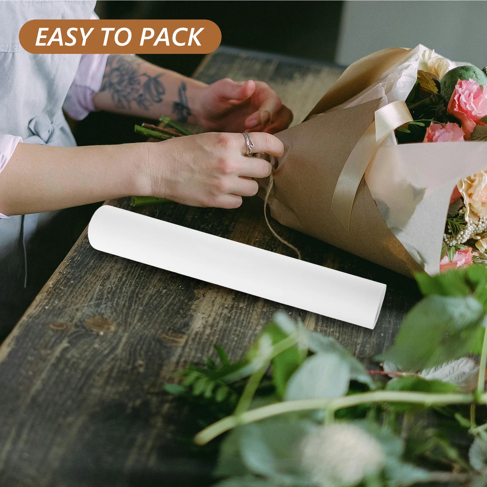 Rolo de papel branco para embrulho, papel de embrulho liso para artesanato diy, embalagem de envio, arranjo de flores, envoltório de tecido