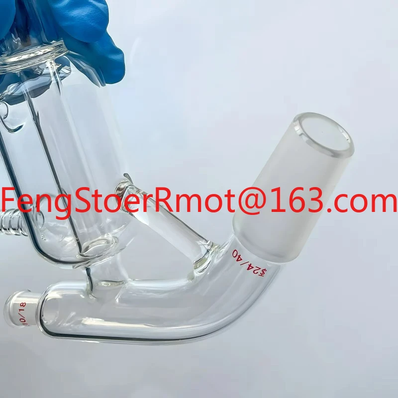Custom laboratory glassware, glass short-range micro-distillation head adapter with thermometer connector