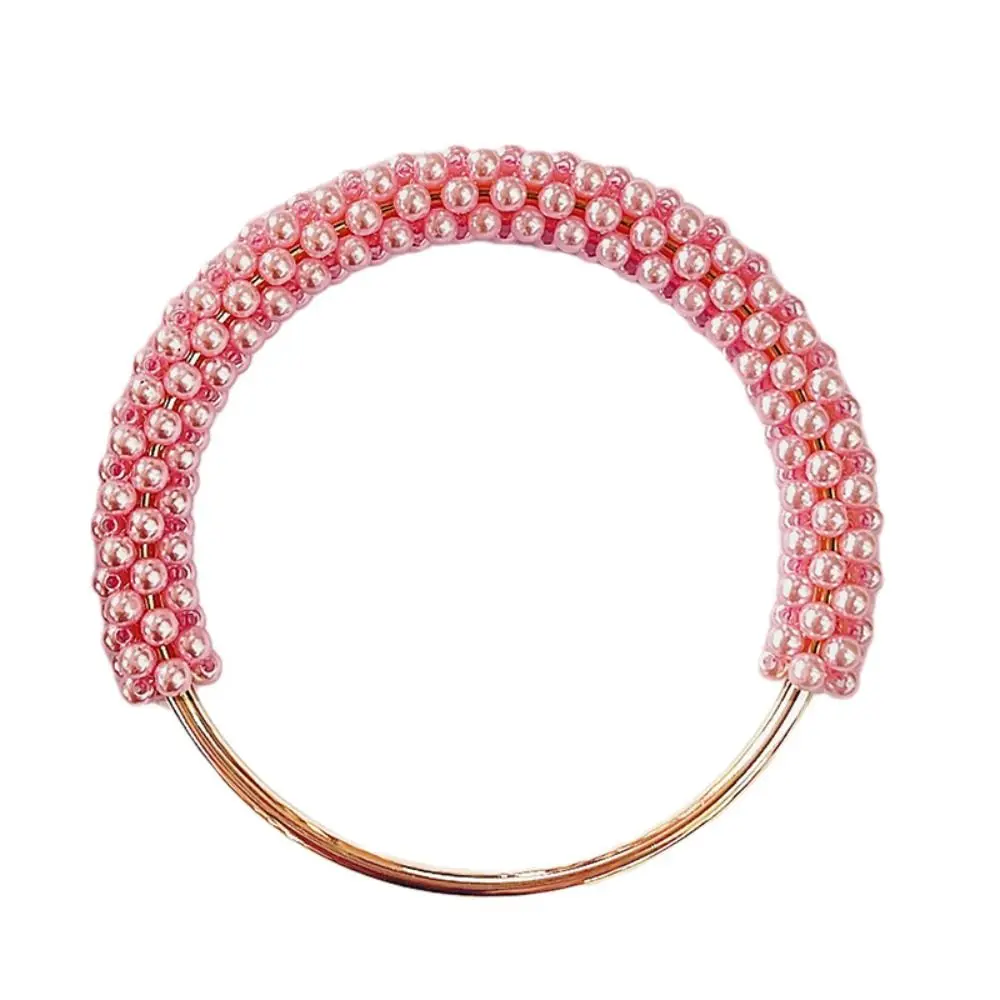 DIY Exquisite Bag Handle Pearl Round Metal Ring Colorful Beads Braided Bag Accessories Women