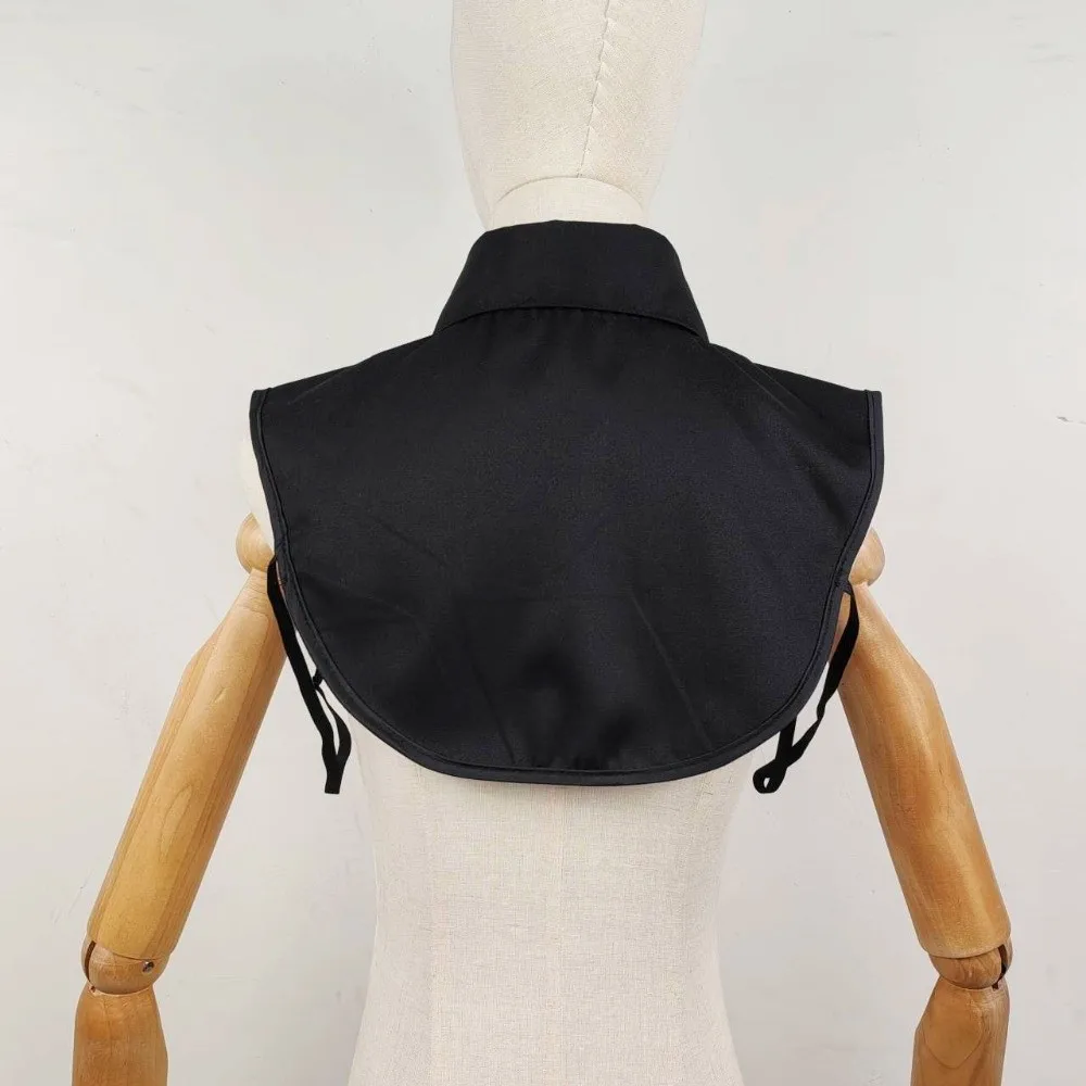 Faux col en coton à bretelles réglables, demi-chemise polyvalente, Style faux col bouton, couleur unie, faux col de chemisier