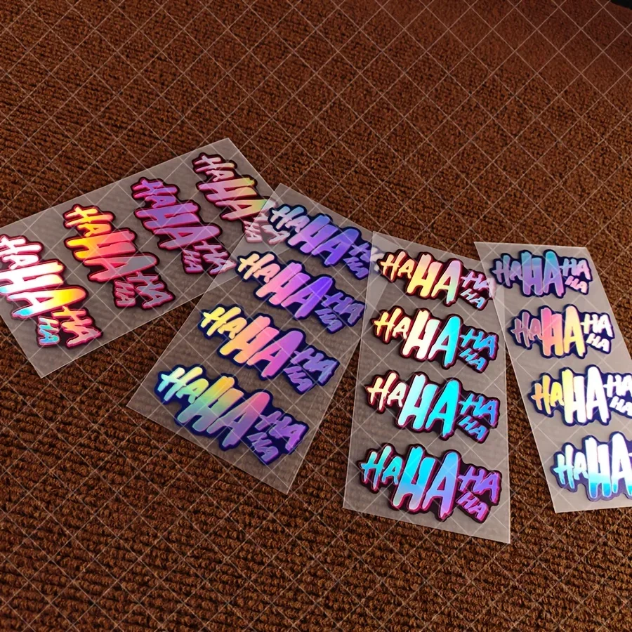 1 conjunto de adesivo holográfico para moto automática "HAHA HA", decalque de texto moderno para motocicleta de carro, acessório de personalização externa
