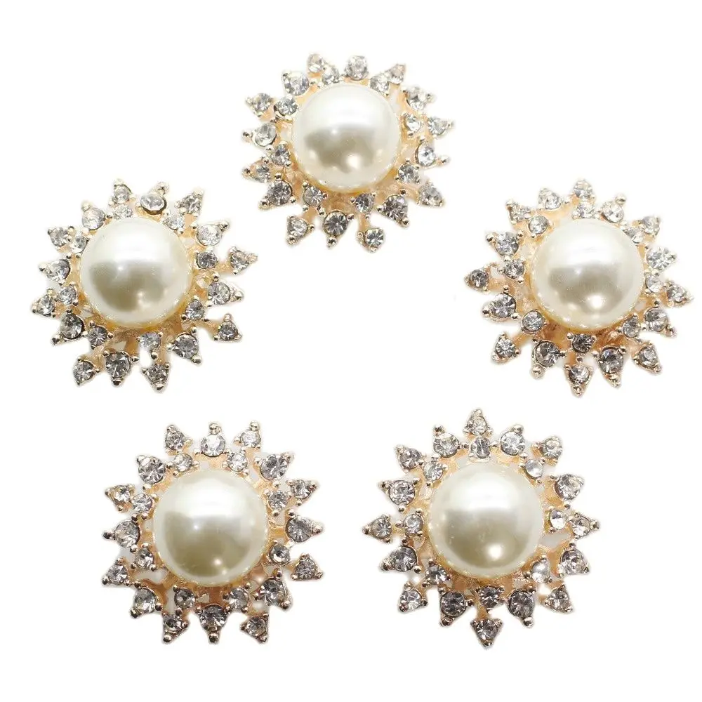 10 sztuk/zestaw ZŁOTY 28mm Słońce Kwiat Dżetów Przyciski Perłowy guzik dekoracje ślubne Stop Diamante Cryustal Bow Akcesoria