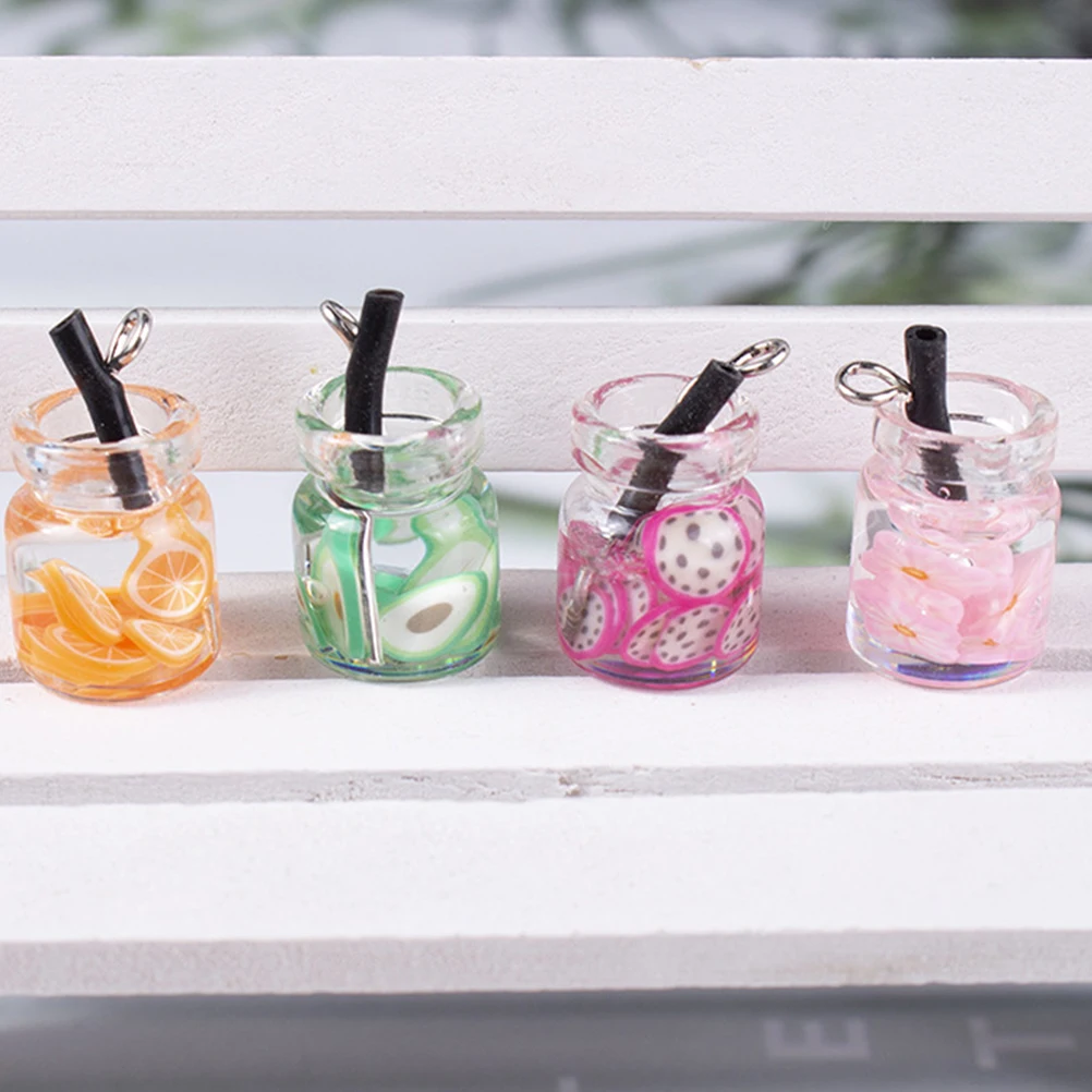 

30pcs Fruit Beverage Bottle Mini Jar Diy Accessories Craft Jewelry Making Plastic Durable Pendant For Handmade Jewelry Diy