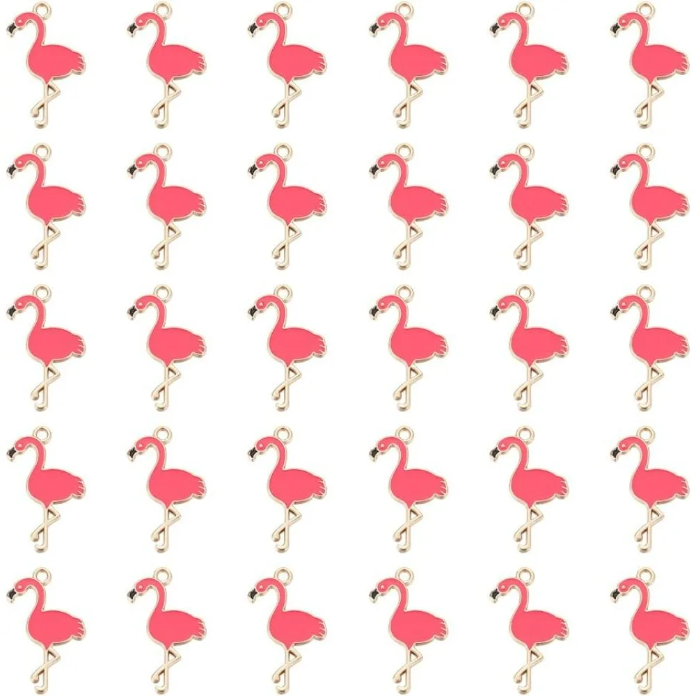 40 Pcs Alloy Flamingo Charms Enamel Animal Pendants Pink Flamingo Dangle Charms for Necklace Bracelet Jewelry Making