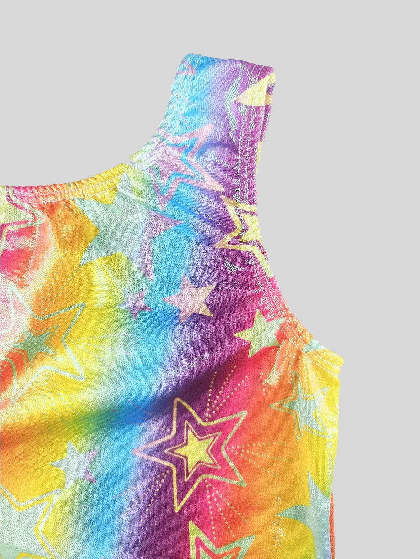 ثياب الجمباز للفتيات الصغار الملونة الخماسي بلا أكمام تانك يوتار لون عشوائي