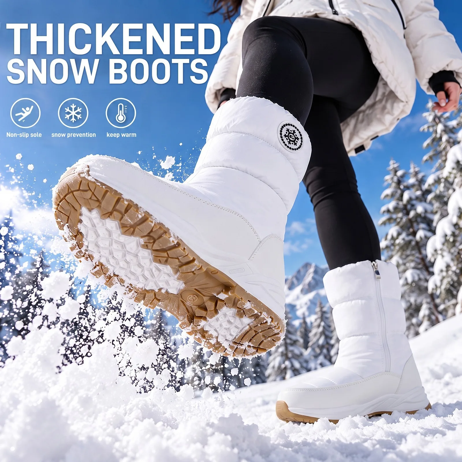 Winter Women's Cotton Shoes with Thick Fleece and High Top Cold Resistant and Warm Snow Boots anti Slip Large Soled Cotton Boots