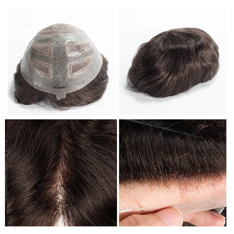 Versalite Toupee For Men Mono Lace PU System Skin Around Male Hair Prosthesis Men Wig 100% Human Hair Replacement System Unit