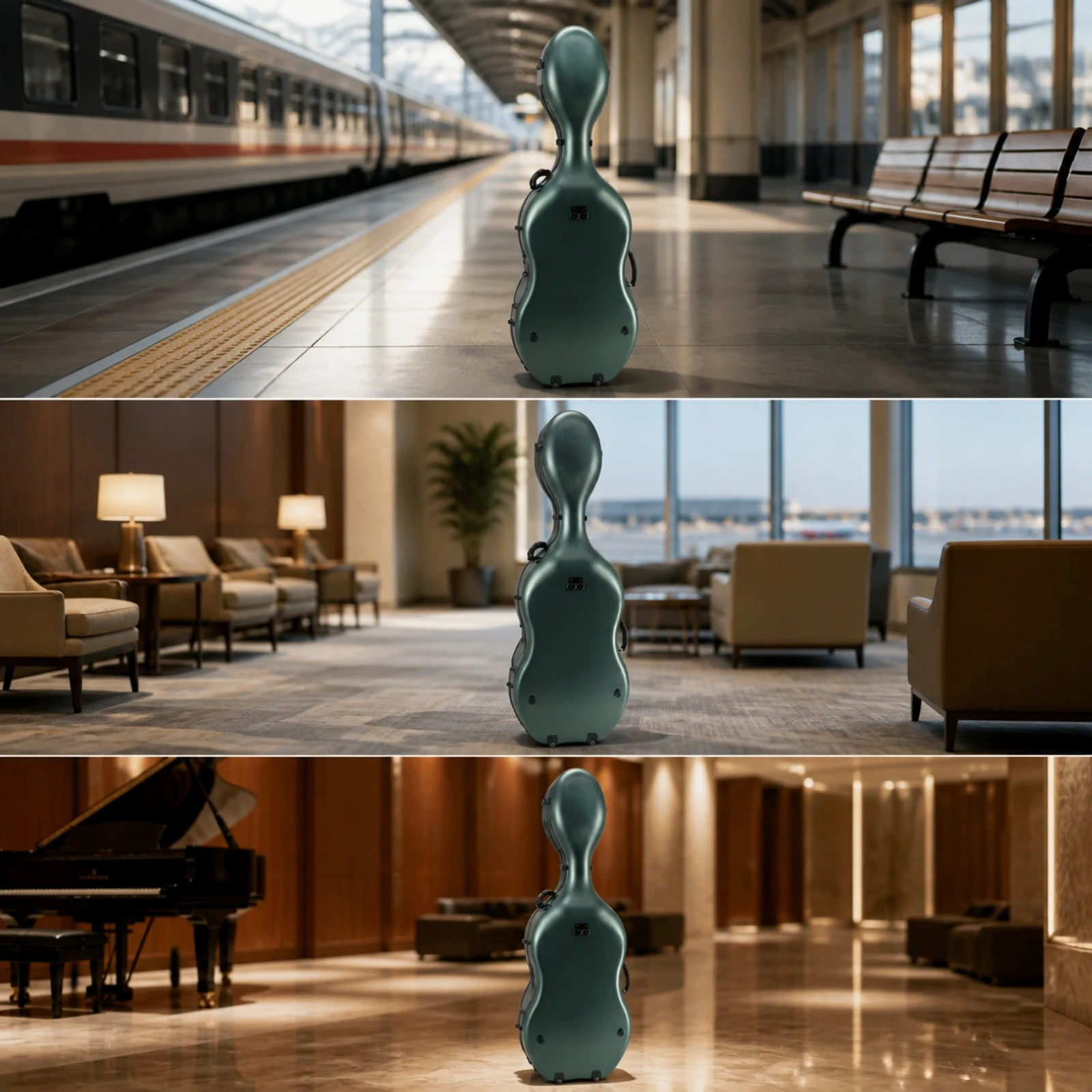 Hard-Shell Cello Case Safeguarding Shaped Cello Case Impact Resistant Padded Interior for Cellists, Performances, Rehearsals