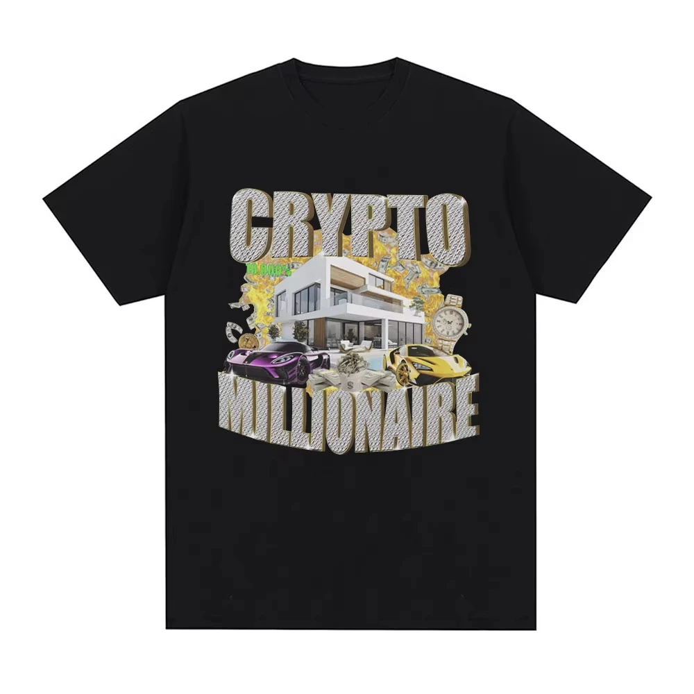 Crypto Millionaire Funny Meme T Shirts Men Women Clothing Casual Cotton Short Sleeve T-shirt Hip Hop Vintage Oversized T-shirts
