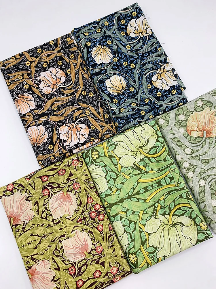 Tela de algodón William Morris Magpie, patchwork hecho a mano para coser ropa y vestidos, por medio metro