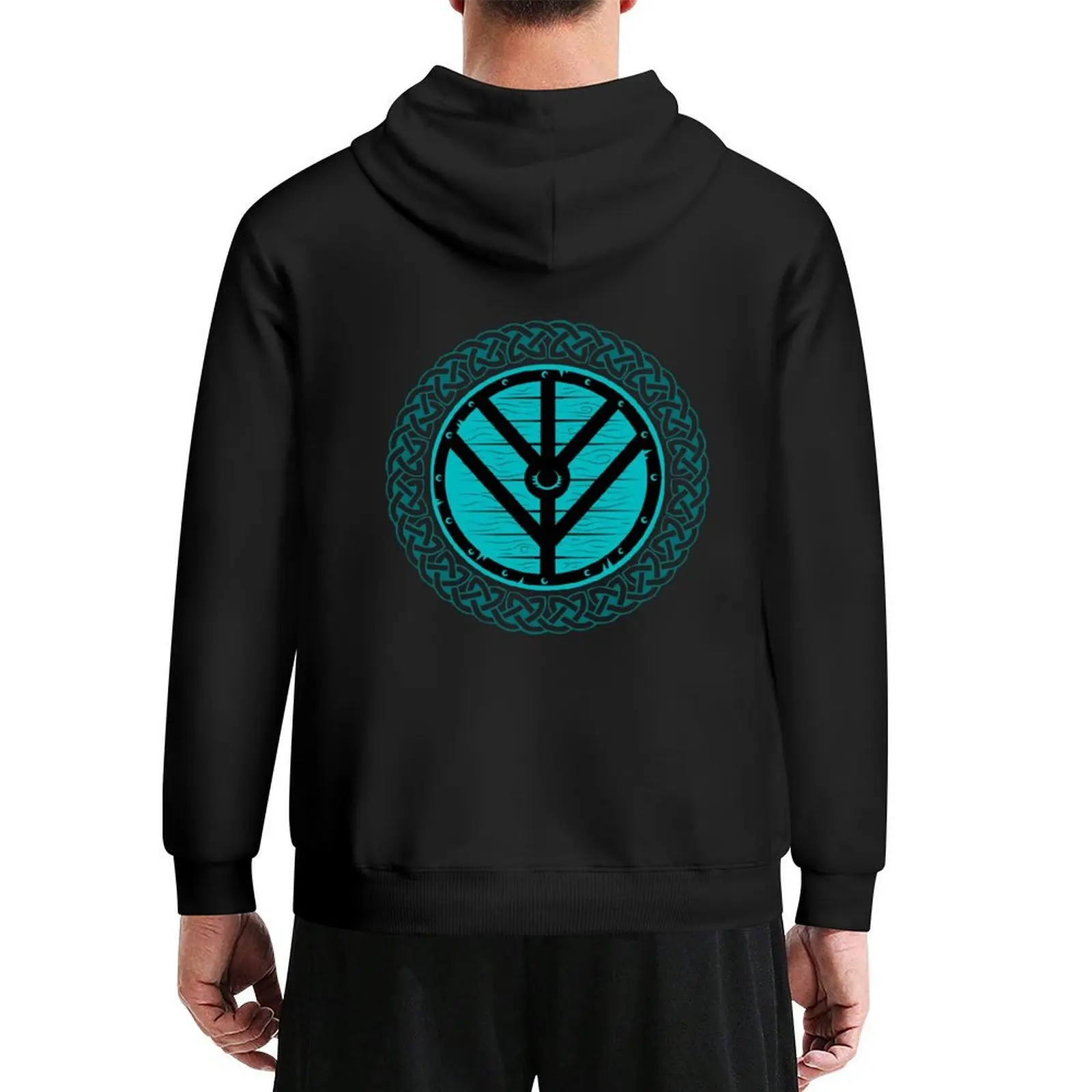 

Viking Shield Maiden Norse Knot Work, Teal Shield Hoodie autumn korean clothes male clothes mens hoodie