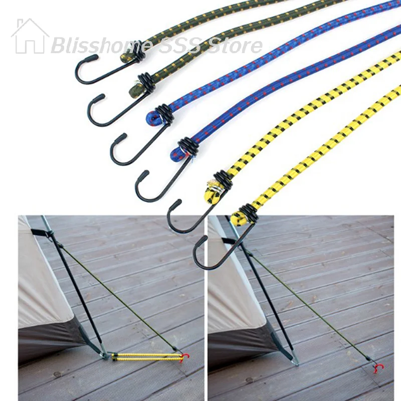 【S】6pcs Elastic Bungee Cord Set Luggage Straps Rope Hooks Stretch Tie Outdoors 30cm/40cm/60cm High Quality Durable Material