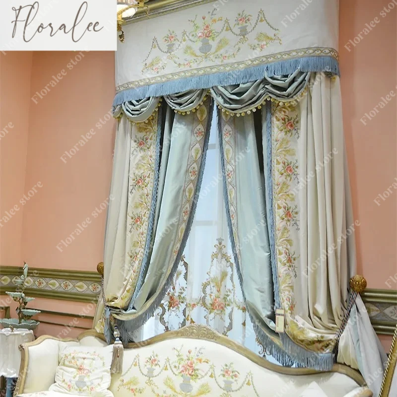 

Luxury Embroidery European Blackout Curtains For Living Room Bedroom Dining Hall Custom Size Decor Tulle Door screen Valance